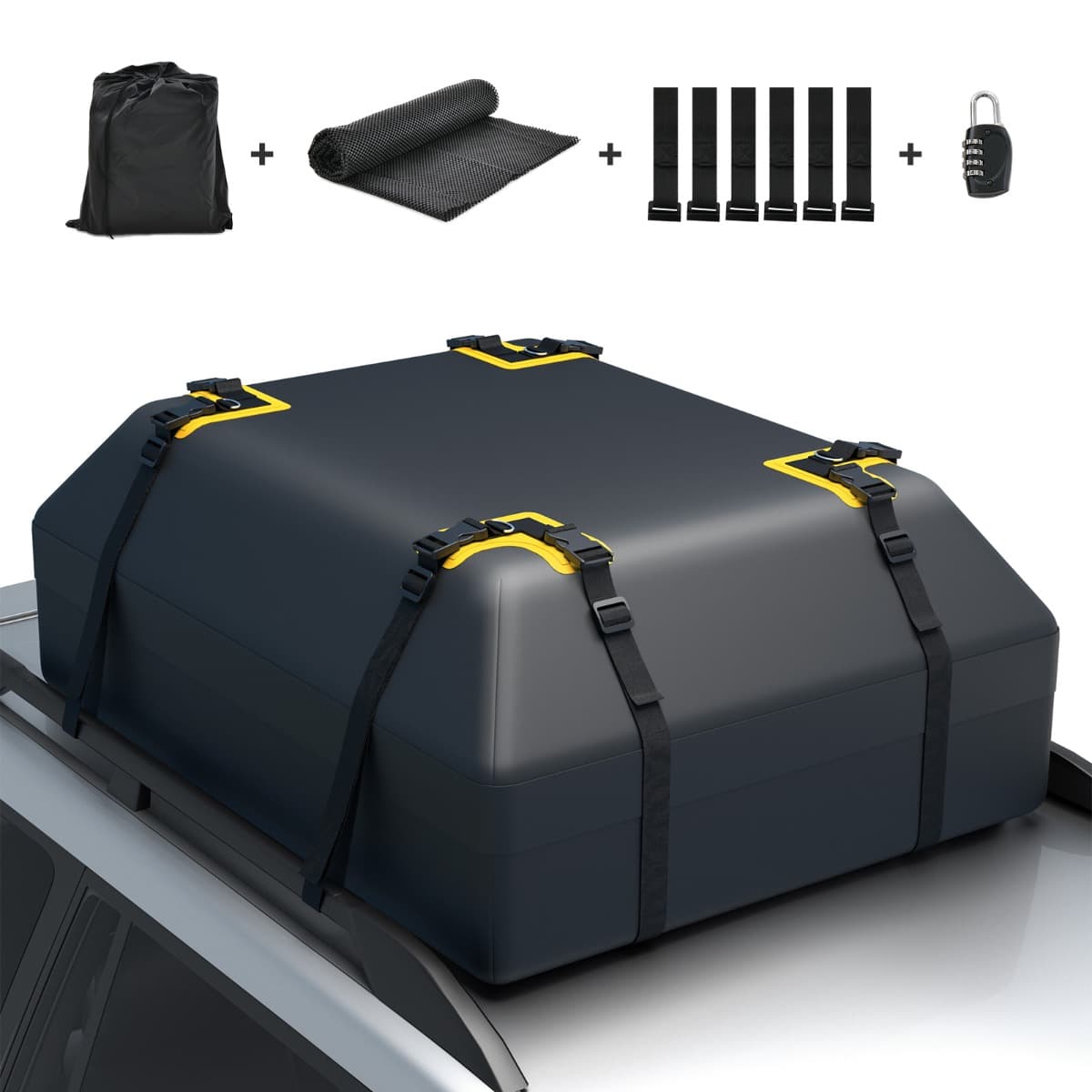 CostwayPorte-bagages de Toit pour Voiture de 0,4m³ Sac à Bagages de Toit Étanche pour Tous Les Véhicules sans Support