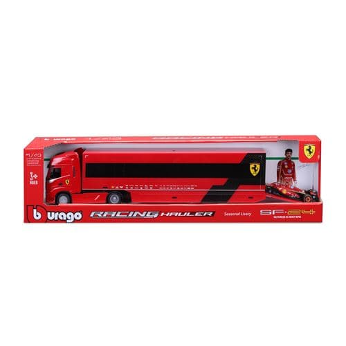 Voiture Bburago 1/43 Camion Ferrari Iveco S-Way 570 SF 24 transporteur avec 1 Formule 1 1/43