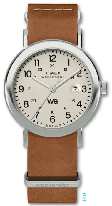 Montre TIMEX en cuir marron boitier acier Weekender 40 mm Bons plans : Nouveauté