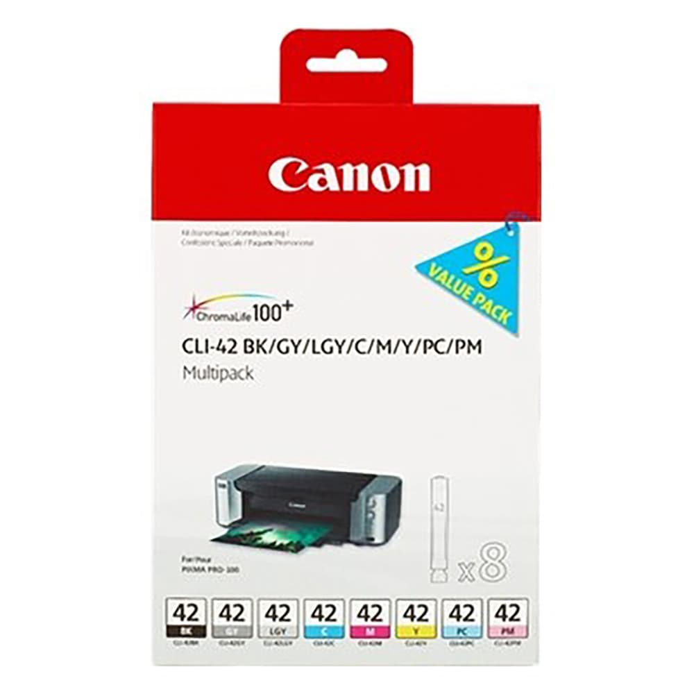 Pack de 8 cartouches d'encre Canon CLI42 Noir et couleurs